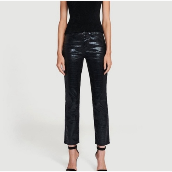 Frame woman's  black croc print  stretch ankle crop pants size 28 - Picture 13 of 13